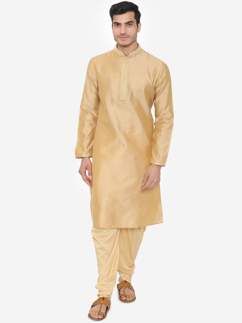 

Manyavar Men Beige Self Design Kurta with Churidar