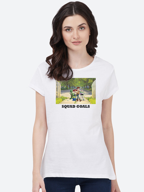 

Free Authority Women White Printed Round Neck T-shirt