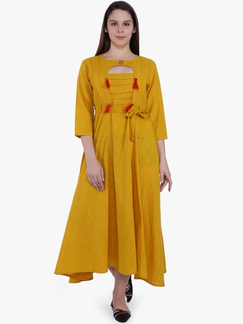

MomToBe Women Yellow Solid Maternity Maxi Dress