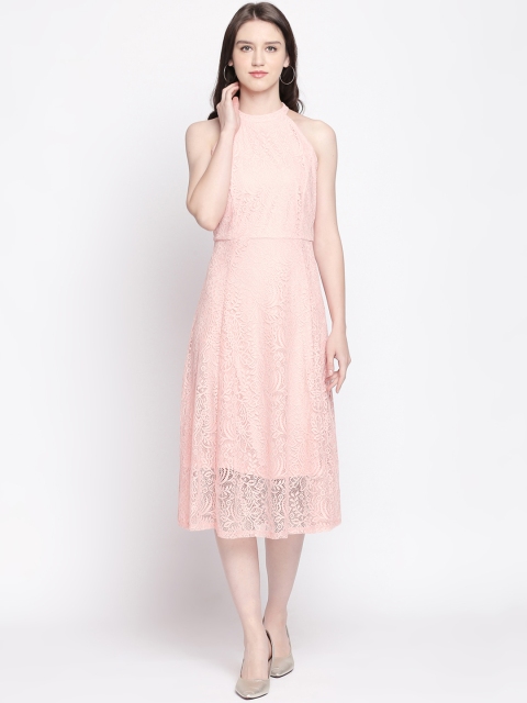 

Forever Glam by Pantaloons Women Peach-Coloured Self Design A-Line Dress