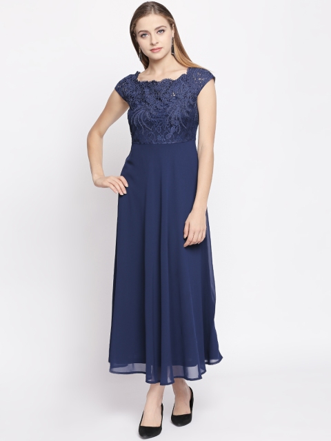 

Forever Glam by Pantaloons Women Navy Blue Self Design Maxi Dress