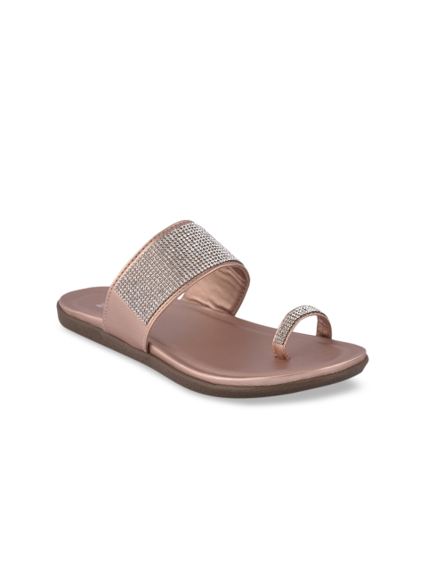 

ZAPATOZ Women Copper-Toned Embellished One Toe Flats