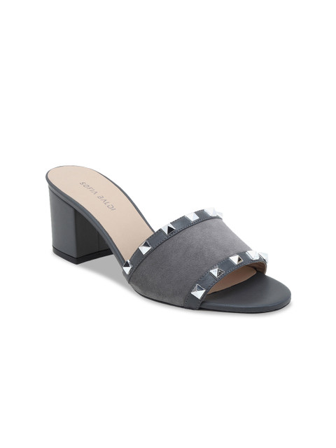 

SOFIA BALDI Women Grey Leather Embellished Mules