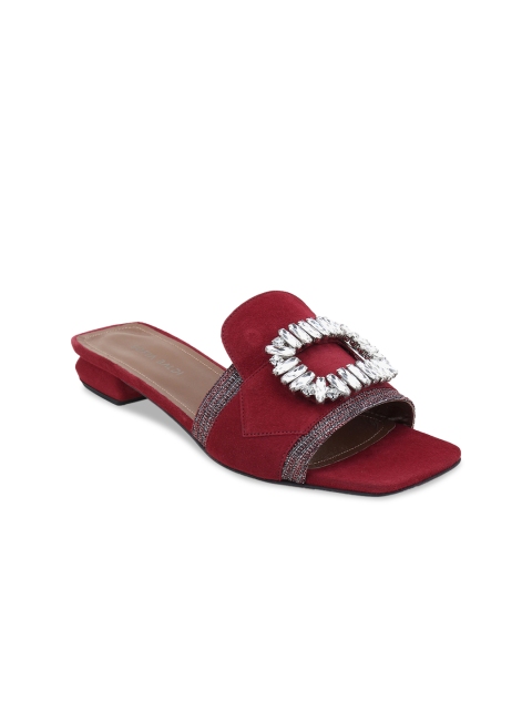 

SOFIA BALDI Women Red Embellished Suede Heels