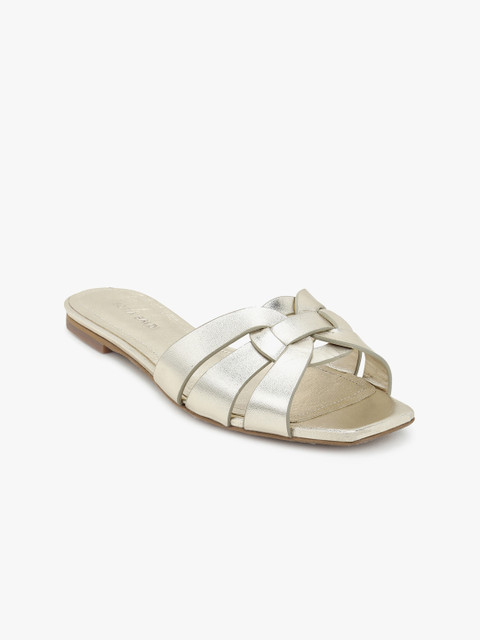 

SOFIA BALDI Women Gold-Toned Solid Leather Open Toe Flats