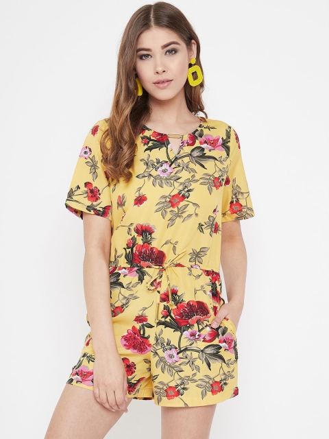 

PURYS Women Yellow & Red Floral Printed Playsuit