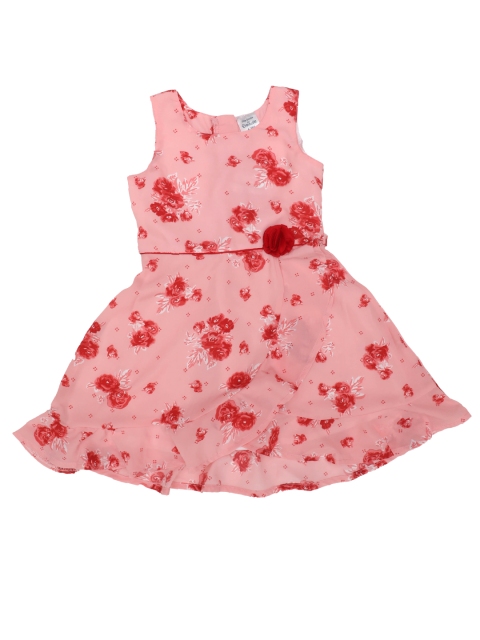 

Doodle Girls Pink & Red Printed Fit and Flare Dress