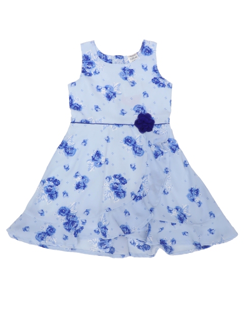 

Doodle Girls Blue Floral Print Fit and Flare Dress