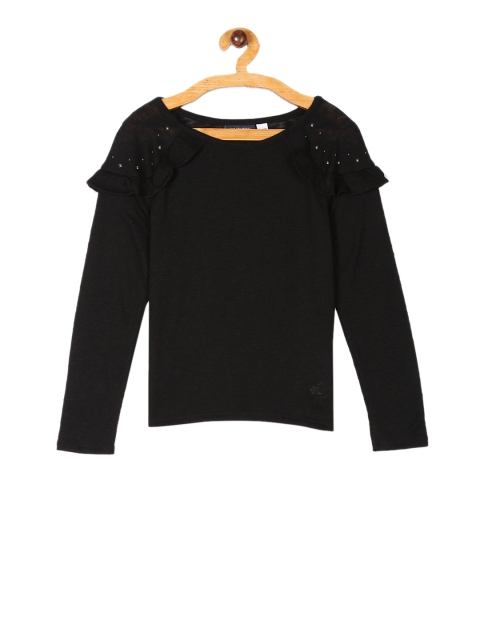 

The Childrens Place Girls Black Solid Pullover Sweater