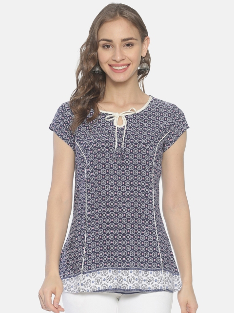 

Mytri Women Blue & White Printed Tunic