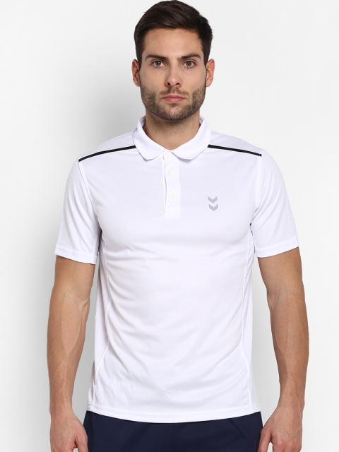

hummel Men White Solid Polo Collar Tono T-shirt