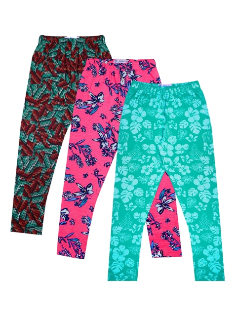 

Aatu Kutty Girls Pack Of 3 Printed Ankle-Length Leggings, Red