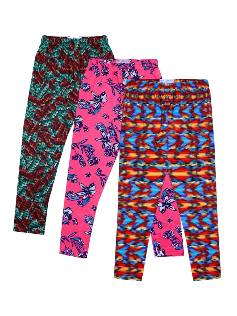 

Aatu Kutty Girls Pack Of 3 Printed Ankle-Length Leggings, Red