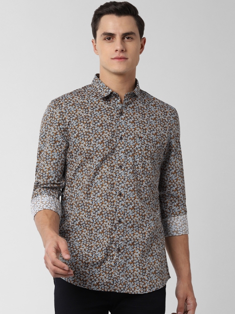 

Peter England Casuals Men Grey & White Regular Fit Printed Casual Shirt
