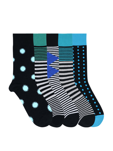 

Mustang Men Pack Of 5 Patterned Calf-Length Socks, Blue