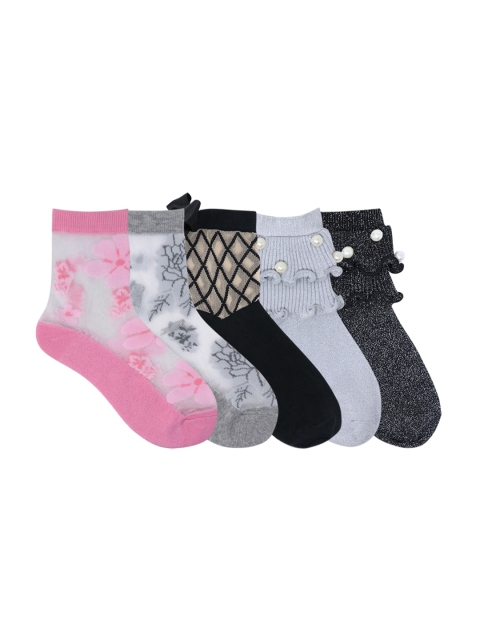 

Mustang Women Pack Of 5 Patterned Ankle-Length Socks, Pink