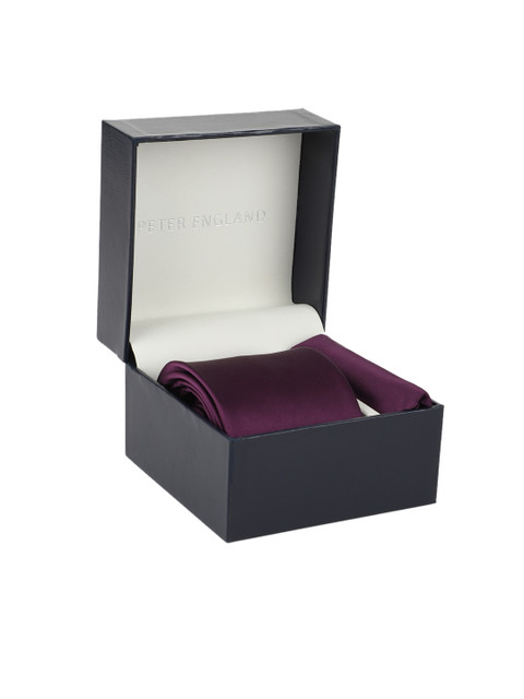 

Peter England Men Purple Solid Tie & Pocket Square Gift Set