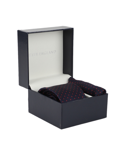 

Peter England Men Navy Blue & Red Patterned Accessory Gift Set