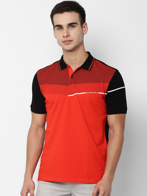 

Allen Solly Men Orange Printed Polo Collar T-shirt