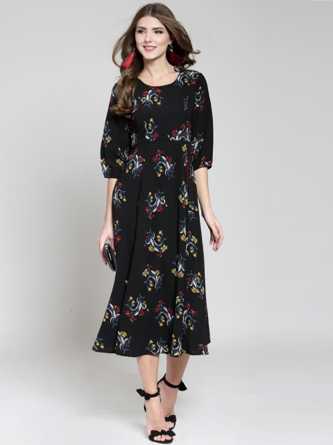 

Sera Women Black Printed A-Line Dress