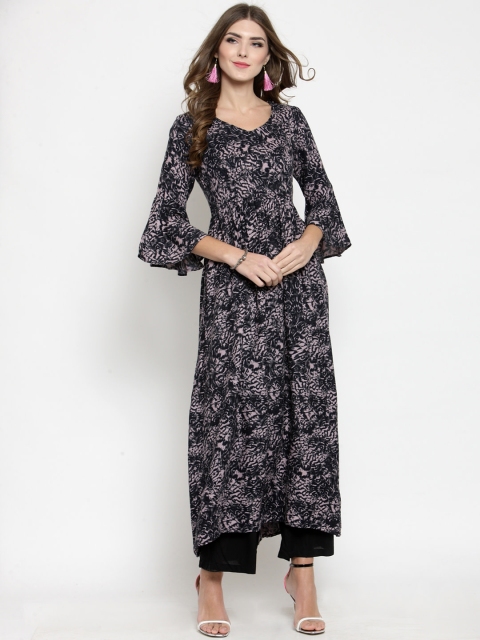 

Sera Women Black & Taupe Printed Kurta with Palazzos