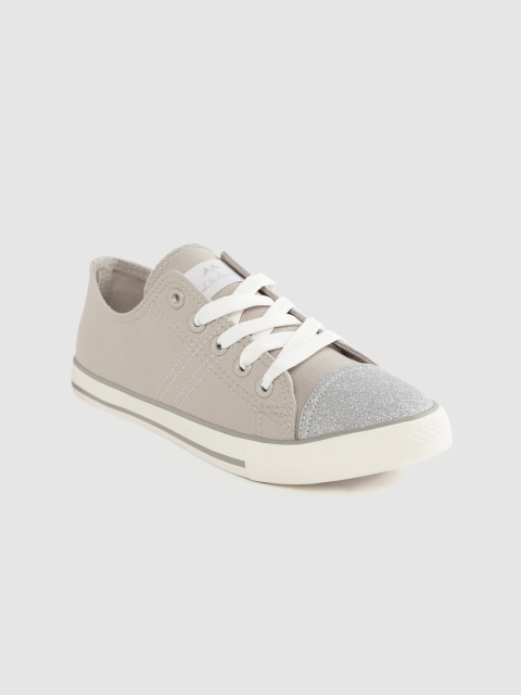 

Mast & Harbour Women Grey & Silver-Toned Shimmer Detail Sneakers