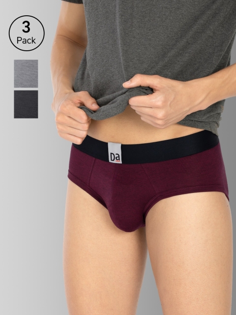 

DaMENSCH Men DEO-SOFT Deodorizing Micro Modal Melange Briefs DAM-MEL-B-JTG-CB-DB-PACK-3-MIX, Grey