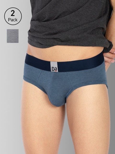 

DaMENSCH Men DEO-SOFT Deodorizing Micro Modal Melange Briefs DAM-MEL-B-EB-JTG-PACK-2-MIX, Blue