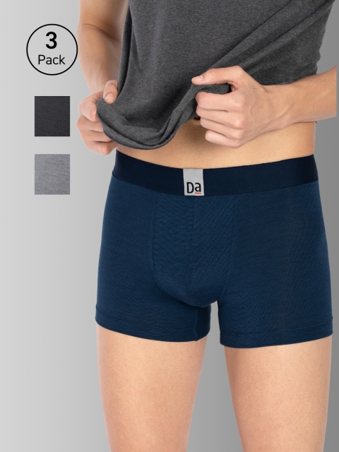 

DaMENSCH Men DEO-SOFT Deodorizing Micro Modal Melange Trunks DAM-MEL-T-CB-NB-JTG-PACK-3-MIX, Grey