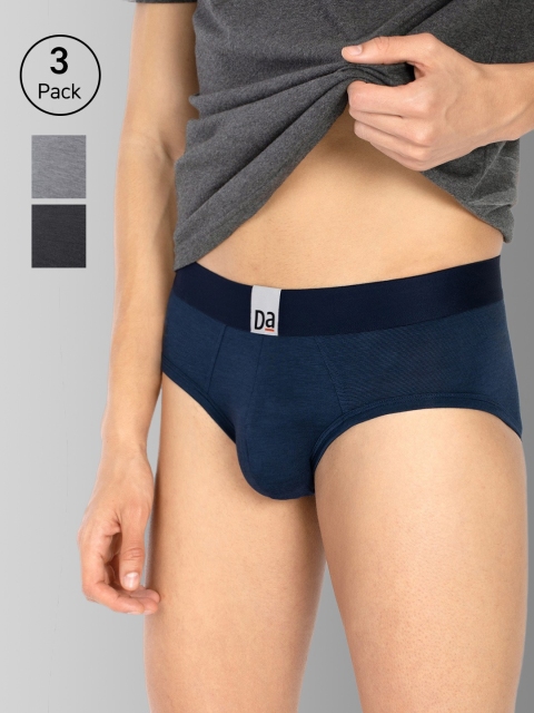 

DaMENSCH Men DEO-SOFT Deodorizing Micro Modal Melange Briefs DAM-MEL-B-CB-NB-JTG-PACK-3-MIX, Black