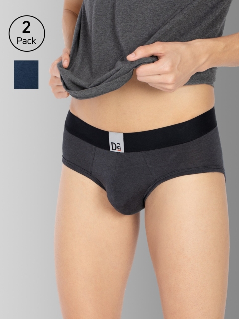 

DaMENSCH Men DEO-SOFT Deodorizing Micro Modal Melange Briefs DAM-MEL-B-CB-NB-PACK-2-MIX, Black