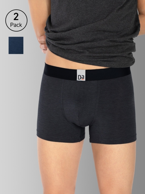 

DaMENSCH Men DEO-SOFT Deodorizing Micro Modal Melange Trunks DAM-MEL-T-CB-NB-PACK-2-MIX, Black