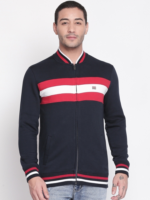 

BYFORD by Pantaloons Men Navy Blue Striped Sweatshirt
