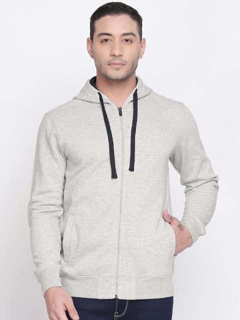 

BYFORD by Pantaloons Men Grey Melange Solid Hooded Sweatshirt