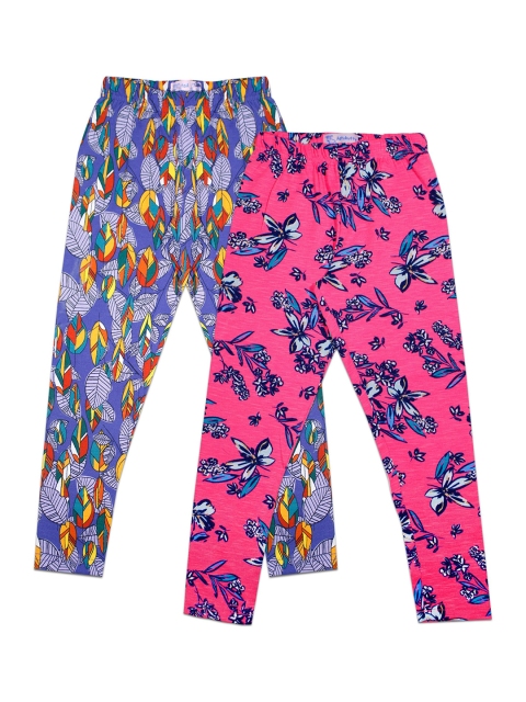 

Aatu Kutty Girls Pack Of 2 Printed Ankle-Length Leggings, Pink