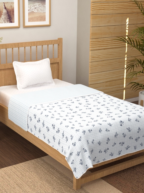 

Story@home White & Navy Blue Floral Mild Winter 150 GSM Single Bed Dohar