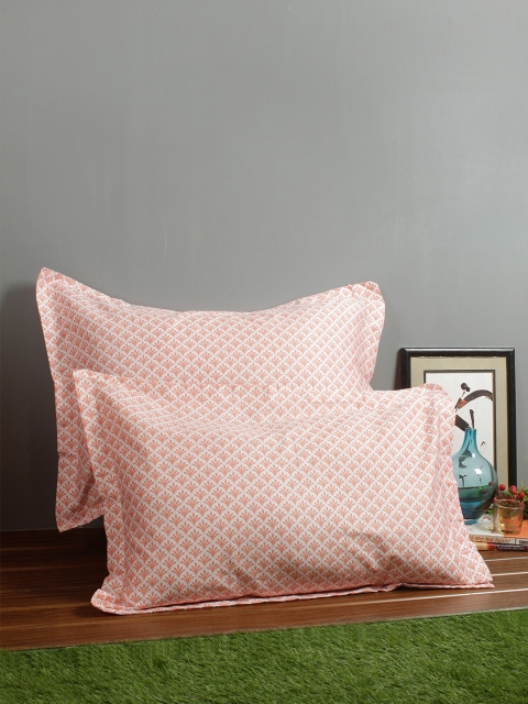 

Living Essence Set of 2 Pink & White Printed Pillow Covers