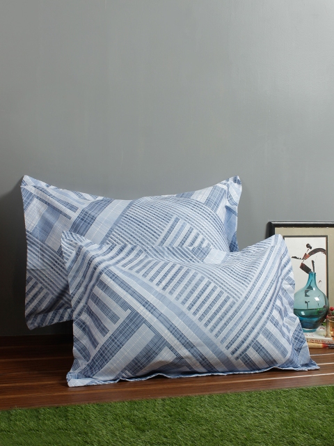

Living Essence Set of 2 White & Blue Striped Pillow Covers
