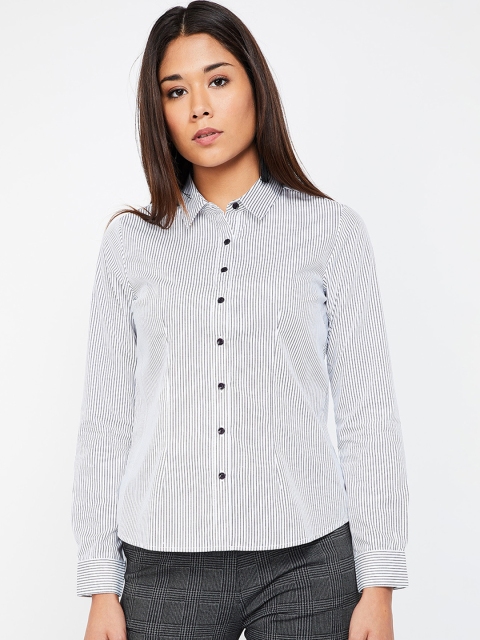 

CODE by Lifestyle Women Blue & White Regular Fit Striped Formal Shirt