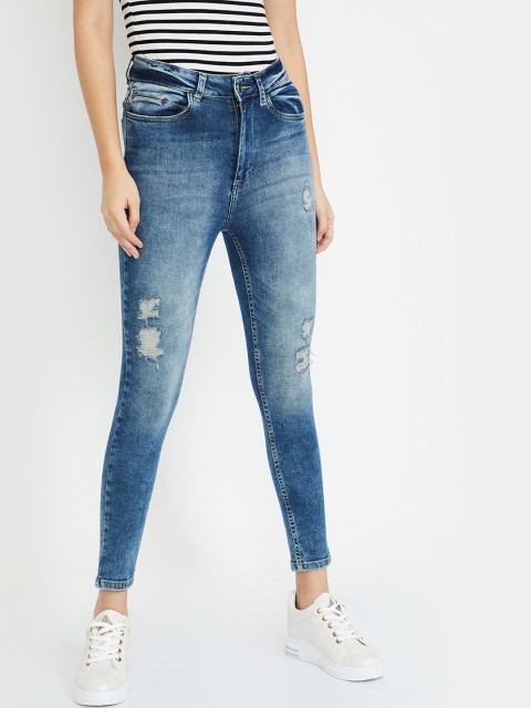 

Fame Forever by Lifestyle Women Blue Skinny Fit Mid-Rise Low Distress Jeans