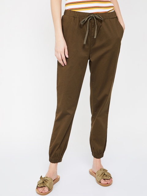 

Bossini Women Olive Brown Regular Fit Solid Joggers