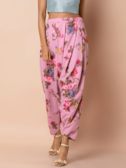 

INDYA Women Pink Floral Print Dhoti Pants