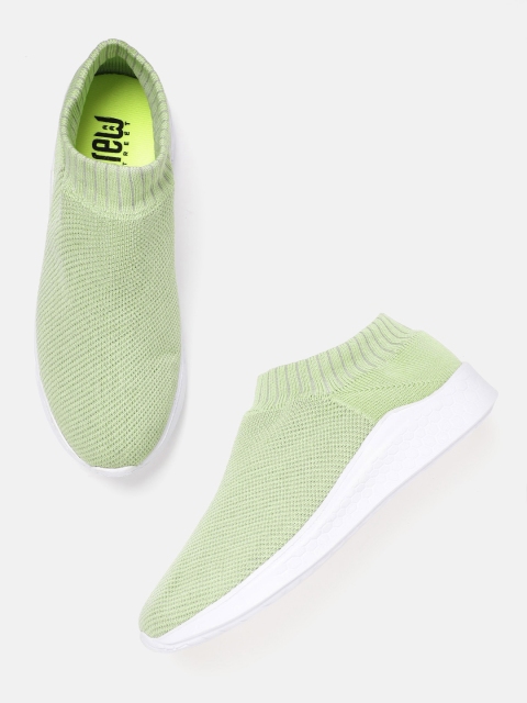 

Crew STREET Women Green Woven Design Slip-On Sneakers