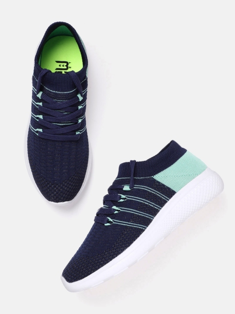 Women Navy Blue Striped Sneakers