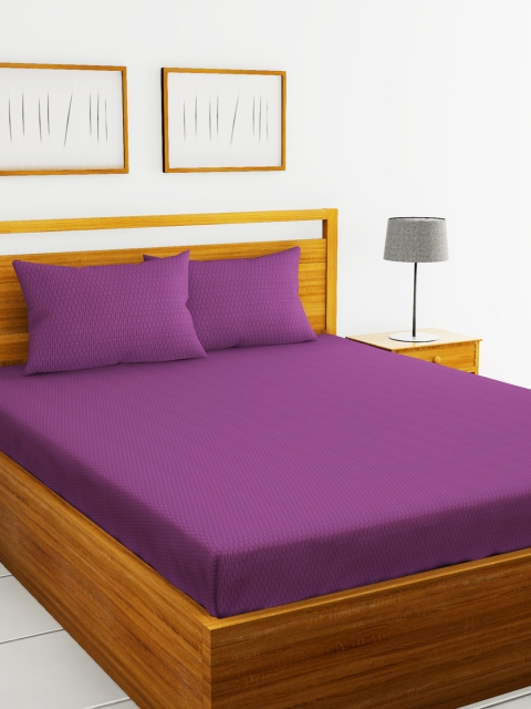 

BIANCA Purple Abstract 144 TC Cotton 1 King Bedsheet with 2 Pillow Covers