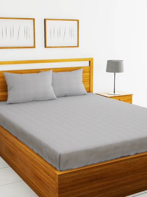 

BIANCA Grey Abstract 144 TC Cotton 1 King Bedsheet with 2 Pillow Covers