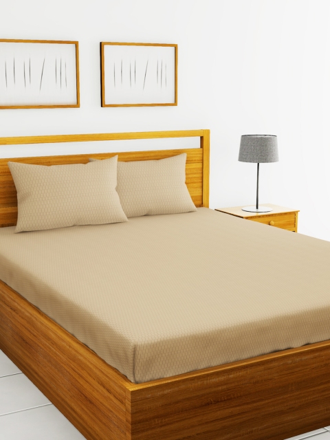 

BIANCA Beige Abstract 144 TC Cotton 1 King Bedsheet with 2 Pillow Covers