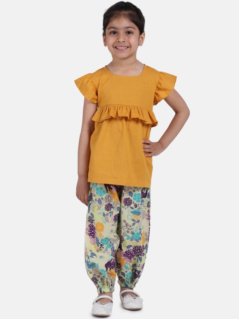 

BownBee Girls Yellow Solid Kurta with Salwar
