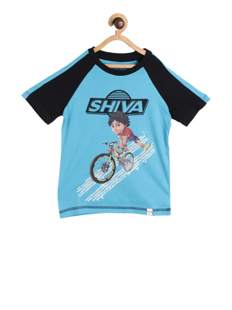 

Shiva Boys Blue Printed Round Neck T-shirt
