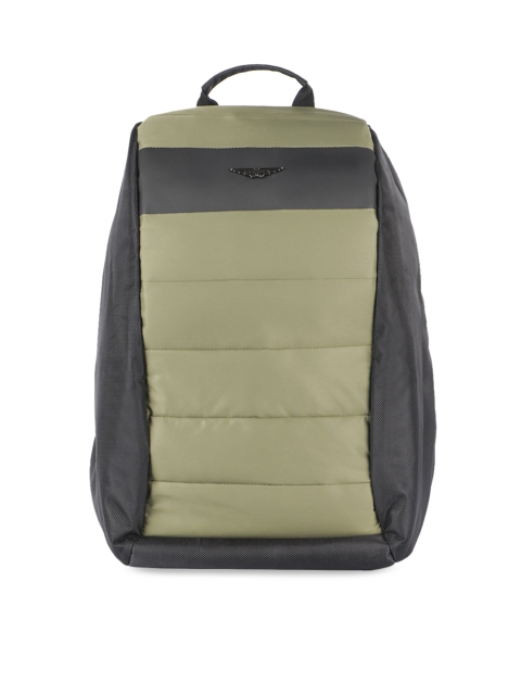 

Police Men Black & Olive Green Colourblocked Backpack
